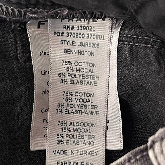 Frame Le Skinny De Jeanne 27 Mid Rise Raw Hem Stretch Jean Bennington Black - Picture 8 of 8